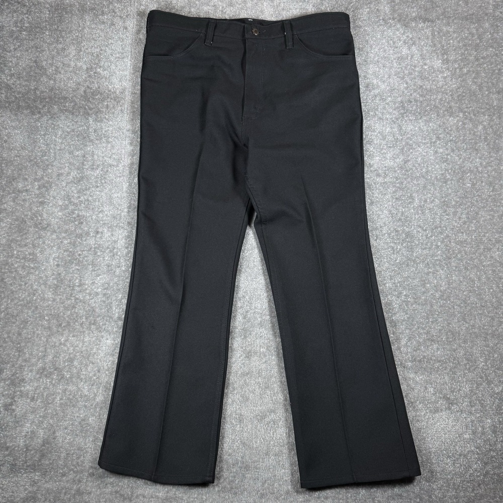 Vintage Wrangler Dress Pants Men's 36x29 Black Straight Western Disco USA Made